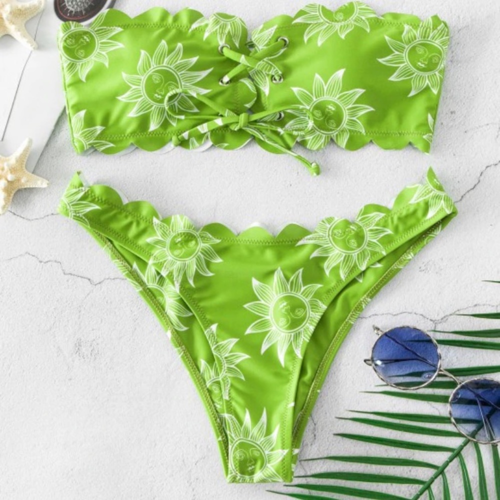 Sun Print lace-up Bikini